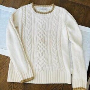 Trina Turk Merino Wool Cable Knit Sweater Women's M Long Sleeve Casual